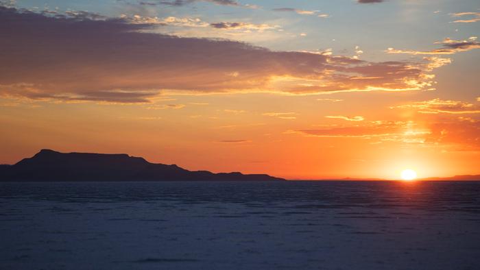 Sunrise in the Bonneville Salt Flats